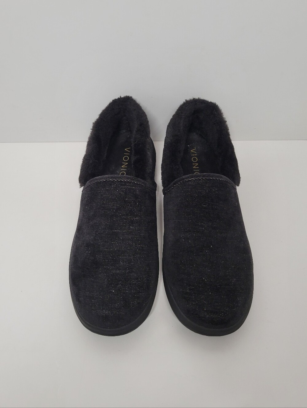 Vionic Clare Black Faux Fur Lined Slip On House Shoe Slippers Women Size 8 - Picture 2 of 6